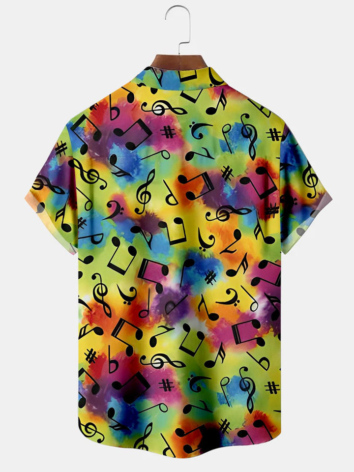 Camisas casuales de talla grande con estampado ombré y notas musicales de Alohadaddy