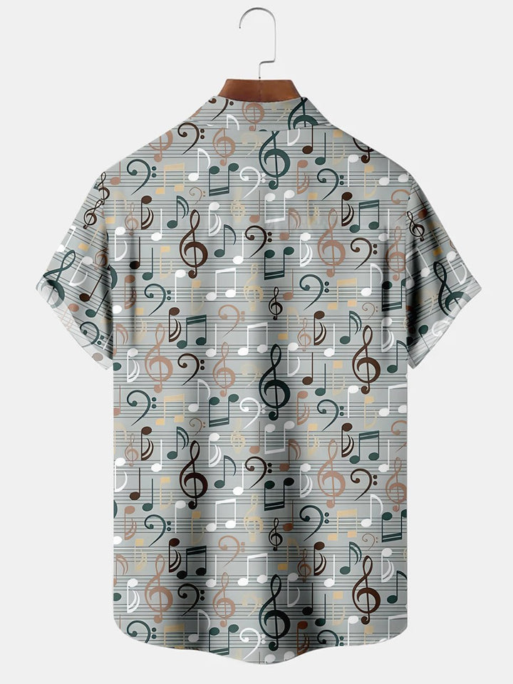 Alohadaddy Music Note Printed Casual Plus Size Shirts