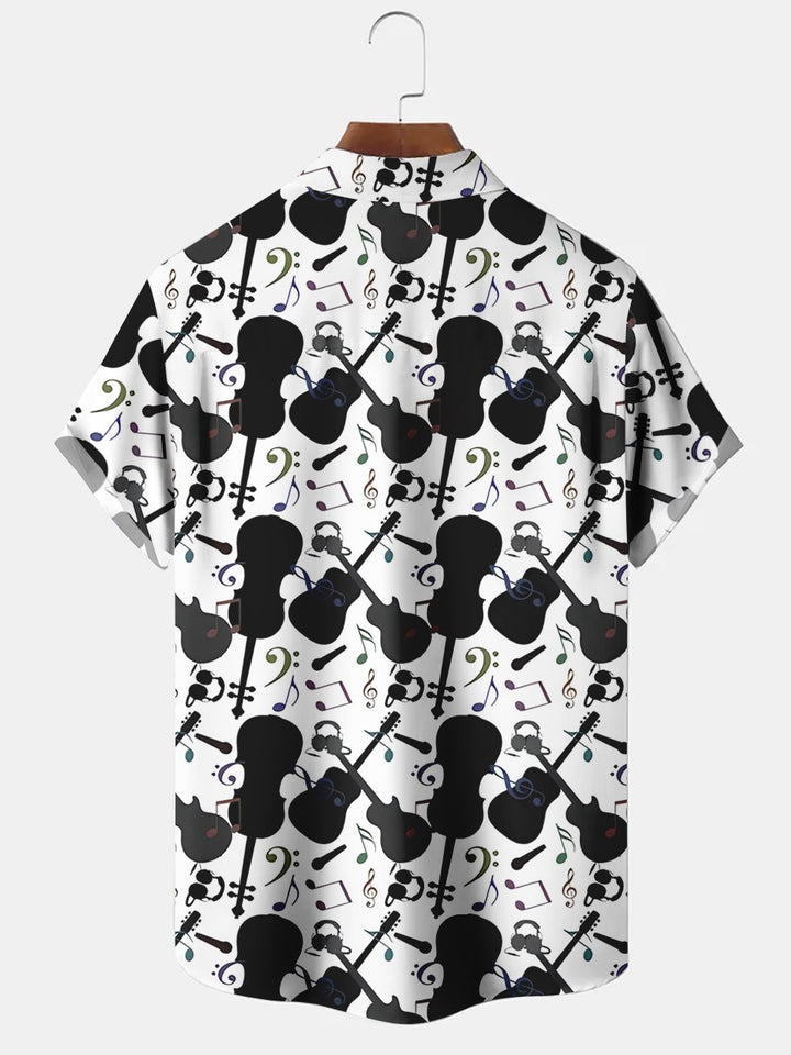 Camisetas casuales de talla grande con estampado de notas de guitarra y música de Alohadaddy