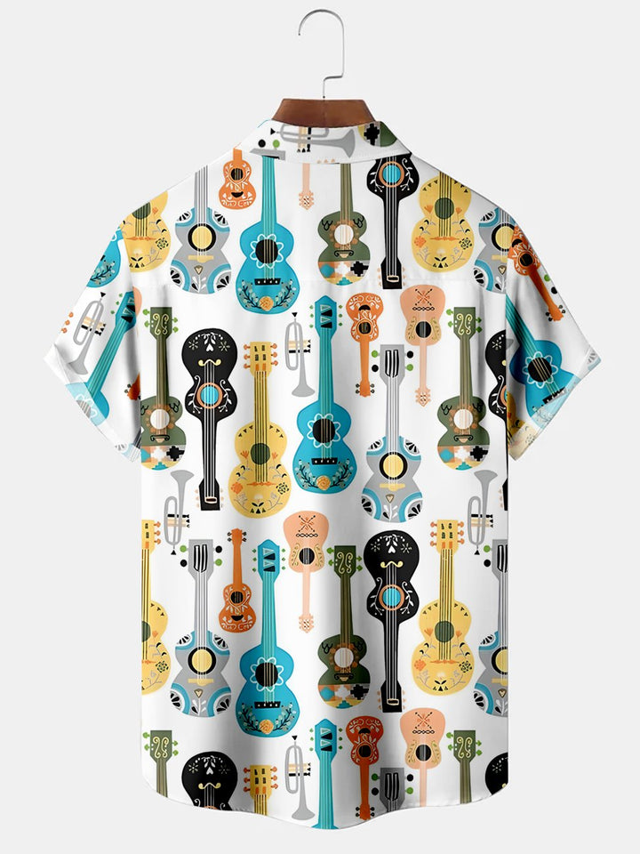 Camisetas casuales de talla grande con estampado de guitarra e instrumento musical Alohadaddy