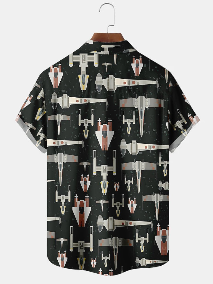 Alohadaddy Space Flight Printed Casual Plus Size Shirts
