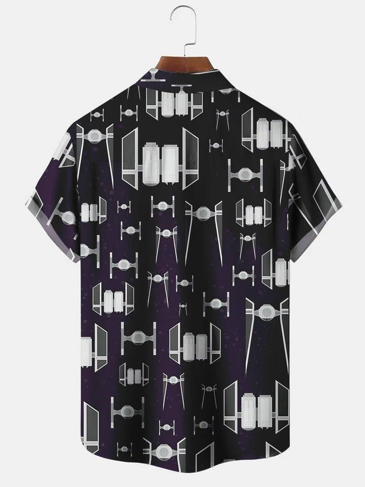 Alohadaddy Space Flight Printed Casual Plus Size Shirts