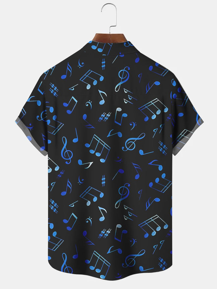 Camisas casuales de talla grande con estampado de notas musicales de Alohadaddy