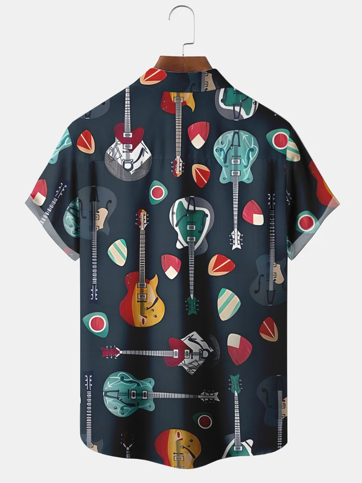Alohadaddy Rock Music Instrument Printed Casual Plus Size Shirts