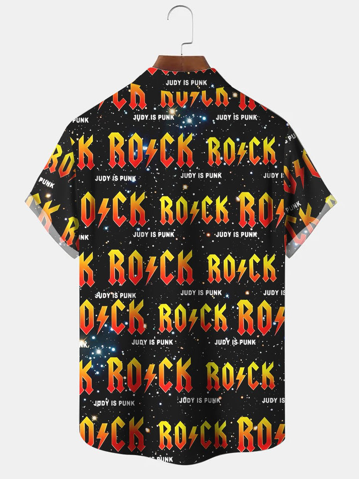 Alohadaddy Rock Letters Printed Casual Plus Size Shirts