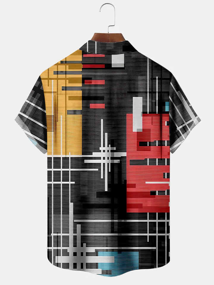 Alohadaddy Abstract Geometric Printed Casual Plus Size Shirts