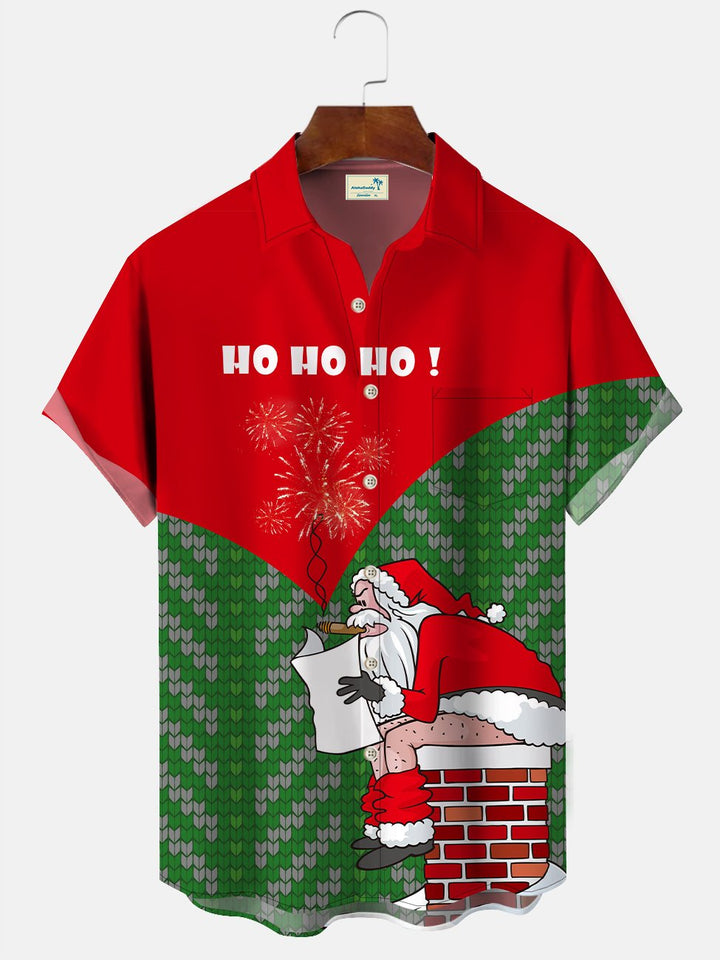 Alohadaddy Christmas Funny Santa Claus Printed Casual Plus Size Shirts