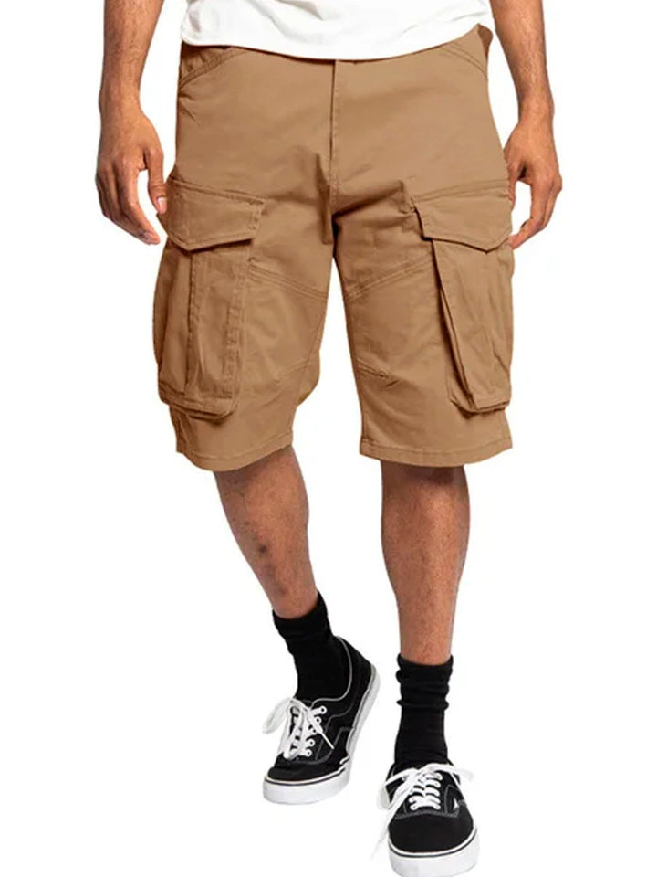 Pantalones cortos cargo de sarga de algodón de primera calidad para hombre, informales, de talla grande, básicos y altos