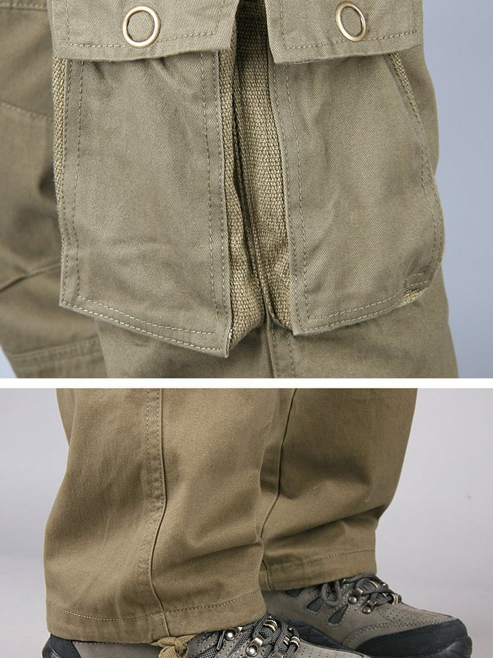 Pantalones cargo de algodón para hombre, holgados, con múltiples bolsillos, para uso informal, tallas grandes y altas, para senderismo