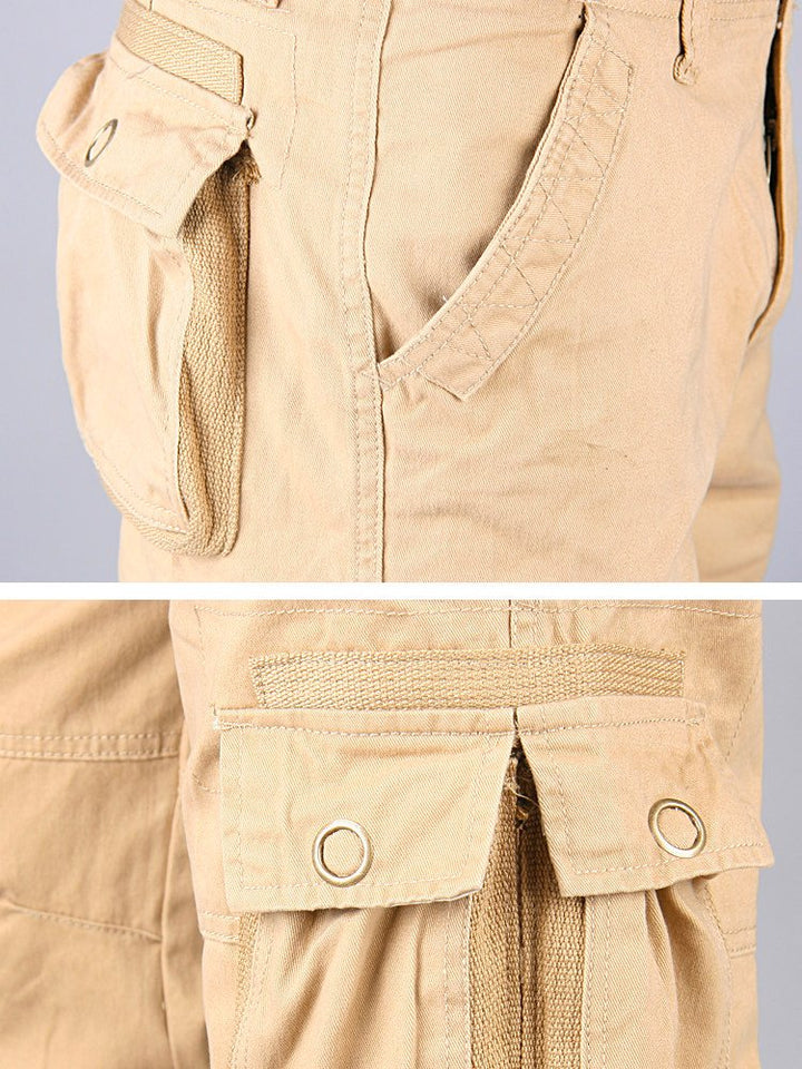 Pantalones cargo de algodón para hombre, holgados, con múltiples bolsillos, para uso informal, tallas grandes y altas, para senderismo