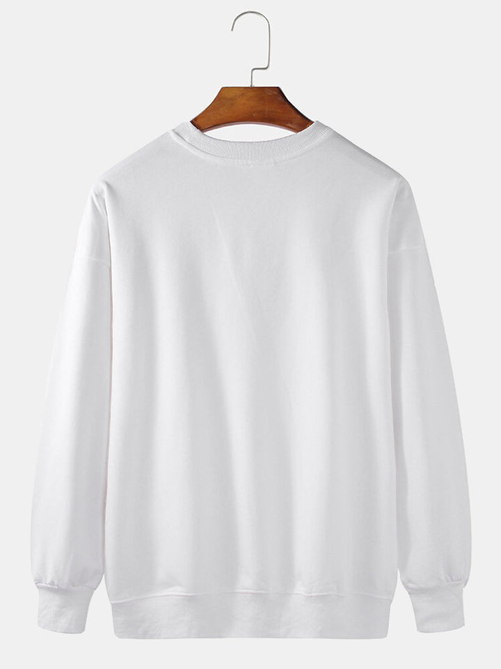 Alohadaddy Holiday Casual Fun Letter Crew Neck Sweatshirt Stretch Plus Size Pullover Sweatshirt
