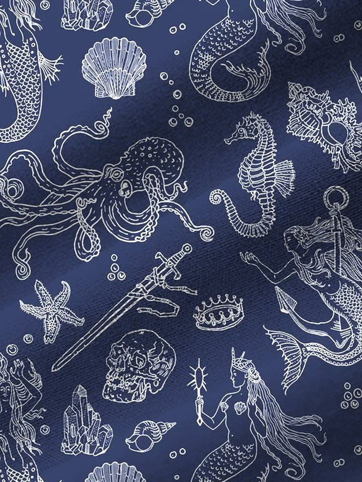Camisa hawaiana de vacaciones para hombre, de Alohadaddy, con estampado de calavera náutica y pulpo, talla grande y alta