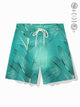 Alohadaddy Hawaii Plant Leaves Gradient Print Men's Elastic Drawstring Board Shorts