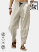 Alohadaddy Linen Pants Casual Basic Lounge Pants Men's Loose Drawstring Beach Bloom Pants