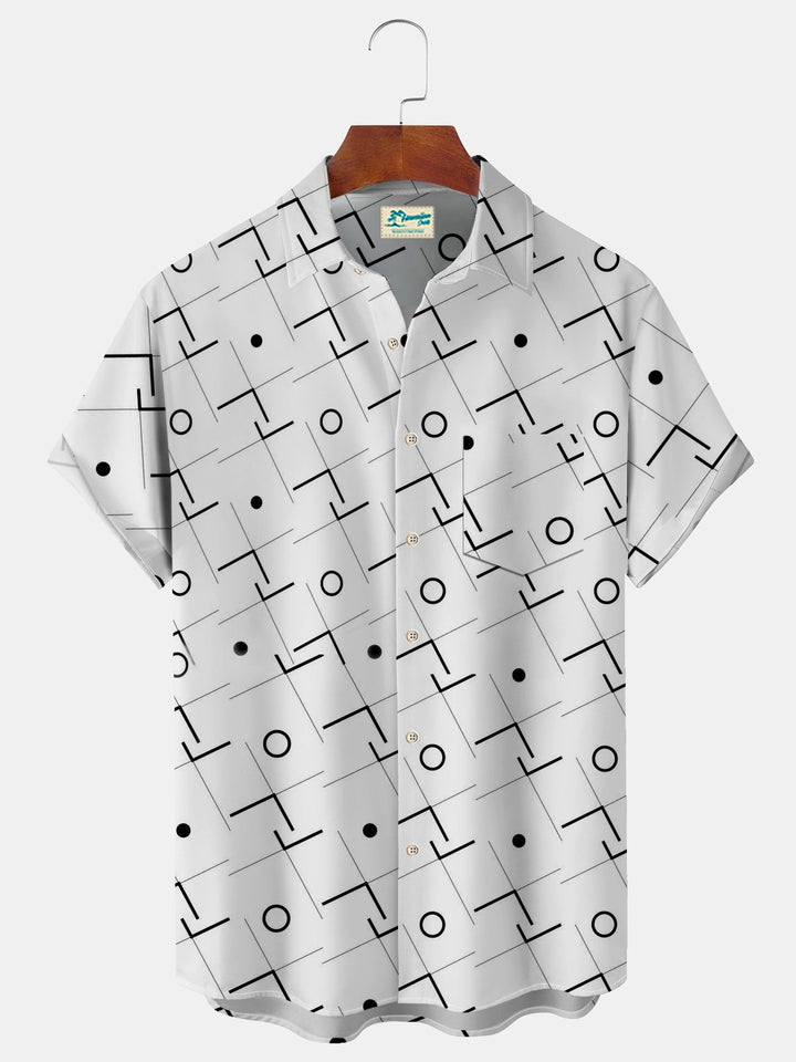 Camisa elástica con botones de talla grande con diseño geométrico hawaiano para hombre de Alohadaddy Art