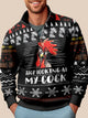 Alohadaddy Men's Rooster Ugly Christmas Sweater Print Festive Style Half Zipper