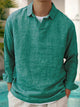 Men's Solid Color Lapel Long Sleeve Seaside Plus Size Shirt