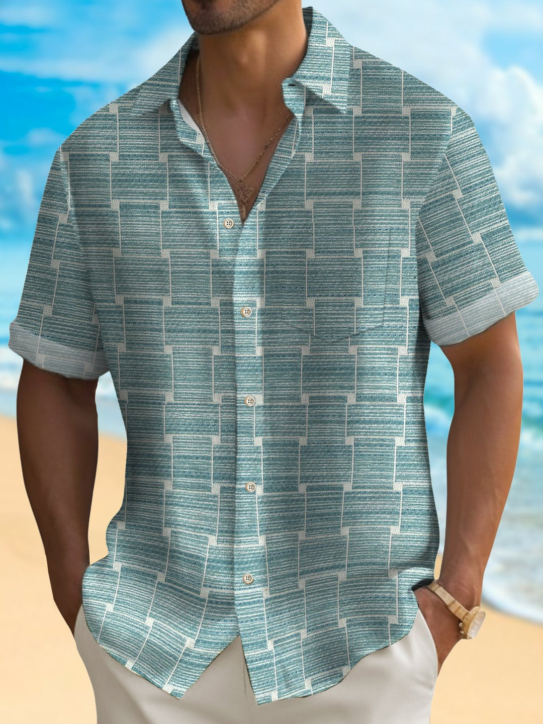 Alohadaddy Vintage Abstract Geometric Print Men&