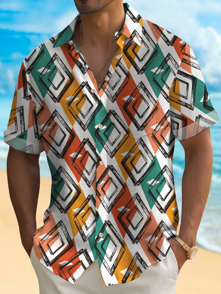 Alohadaddy Vintage Abstract Argyle Check Print Men&