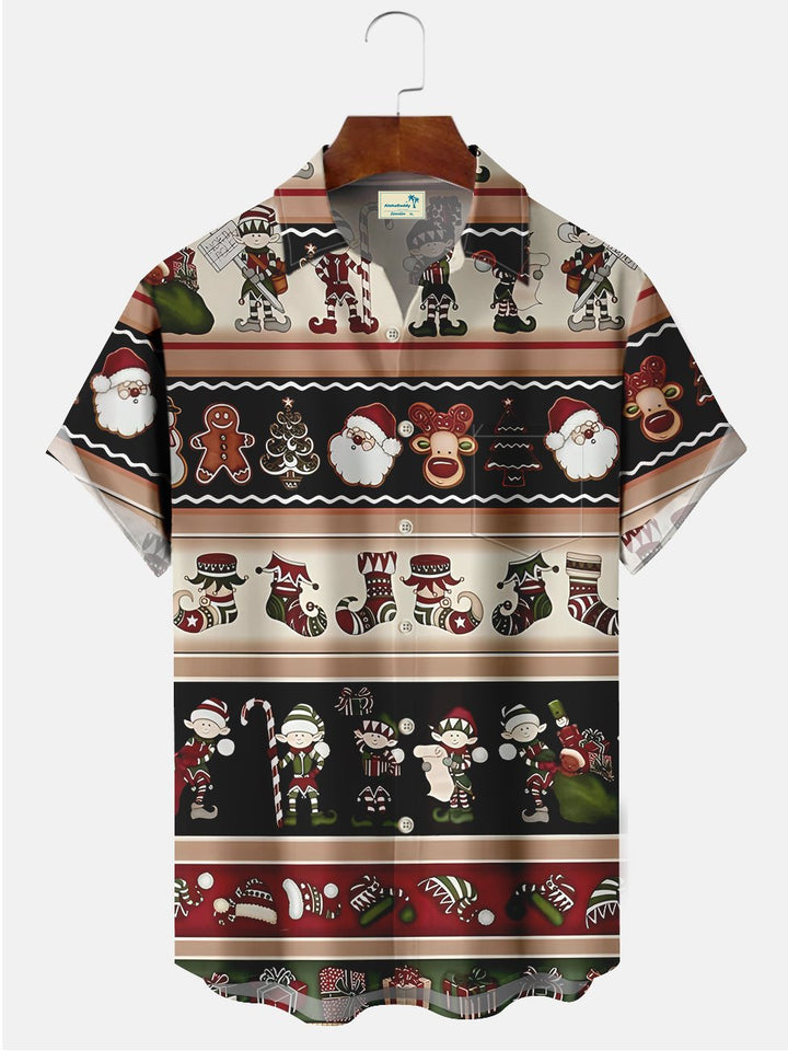 Alohadaddy Vintage Christmas Pattern Printed Casual Plus Size Shirts