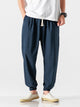 Pantalones casuales de lino para hombre, pantalones harén holgados y finos de verano, pantalones floreados