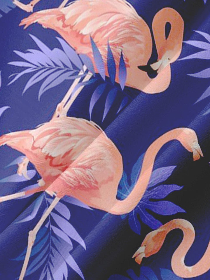 Chemises décontractées grande taille à imprimé flamant rose d&