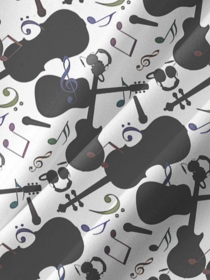 Camisetas casuales de talla grande con estampado de notas de guitarra y música de Alohadaddy