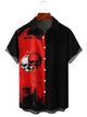 Alohadaddy Red Skull Contrast Colour Cotton-Blend Casual Plus Size Shirts