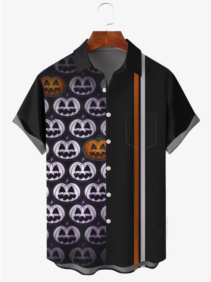 Camisas informales de talla grande con estampado de calabaza de Halloween de Alohadaddy