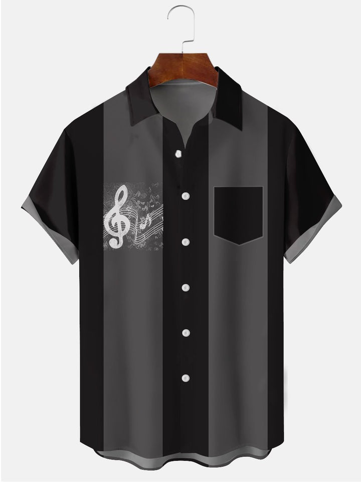 Camisas informales de bolos con estampado de notas musicales de Alohadaddy en tallas grandes
