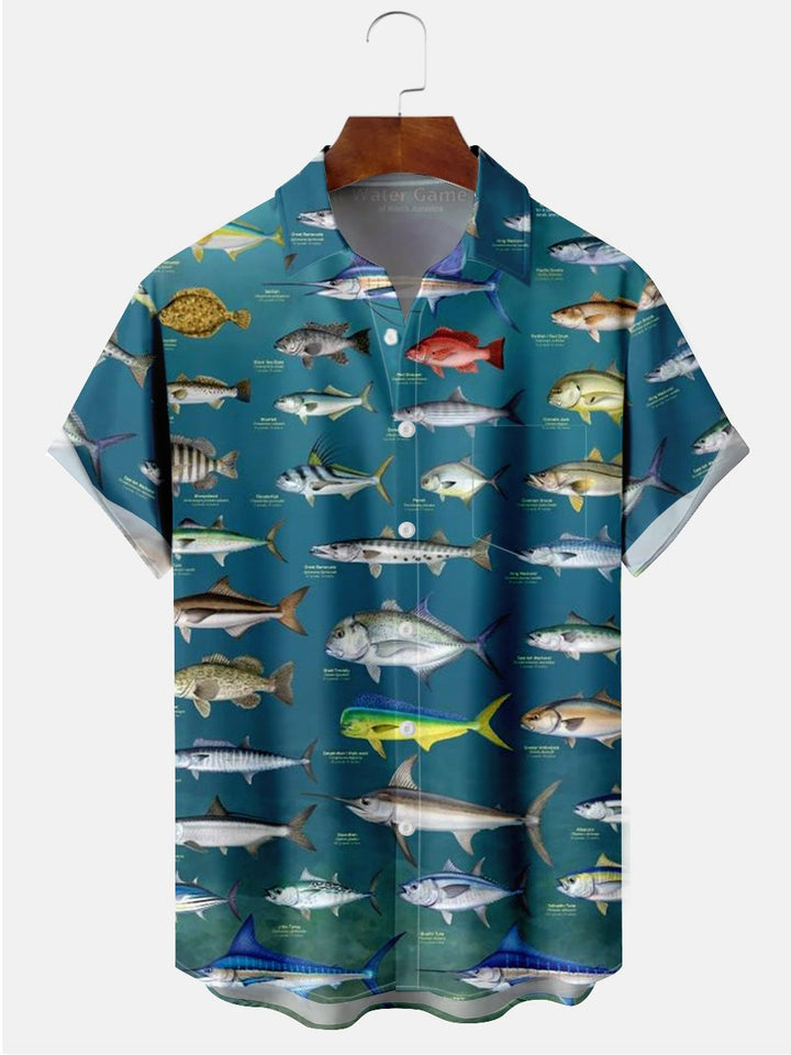 Alohadaddy Fish Printed Casual Plus Size Shirts