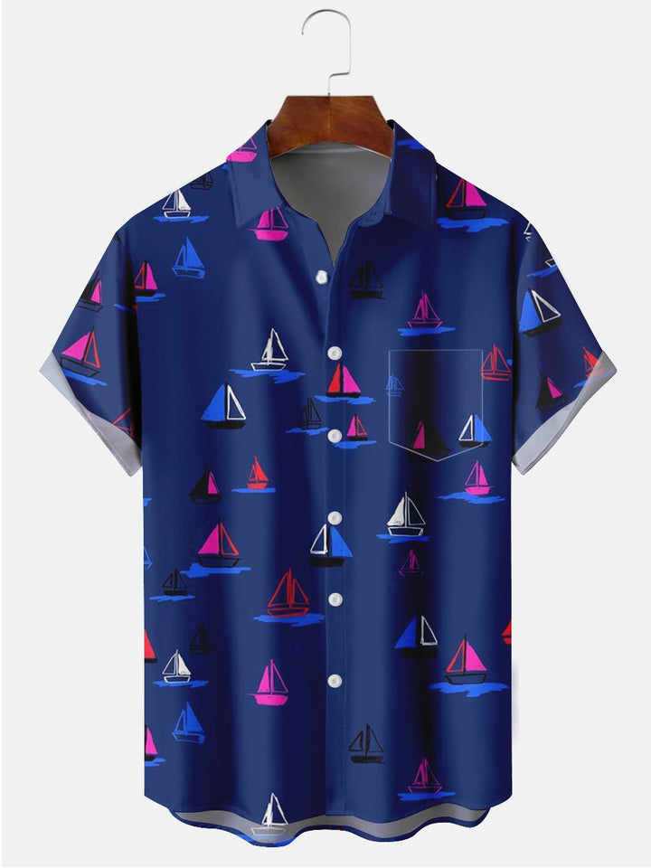 Camisas casuales de talla grande con estampado de barco Alohadaddy