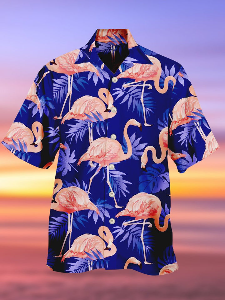Chemises décontractées grande taille à imprimé flamant rose d&