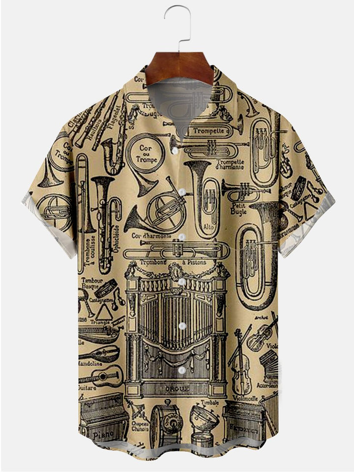 Alohadaddy Music Instument Printed Casual Plus Size Shirts
