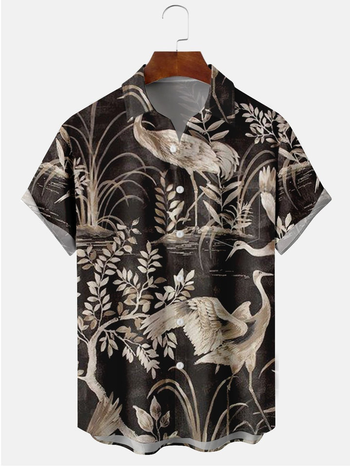 Alohadaddy Vintage Eastern Flamingo Printed Casual Plus Size Shirts