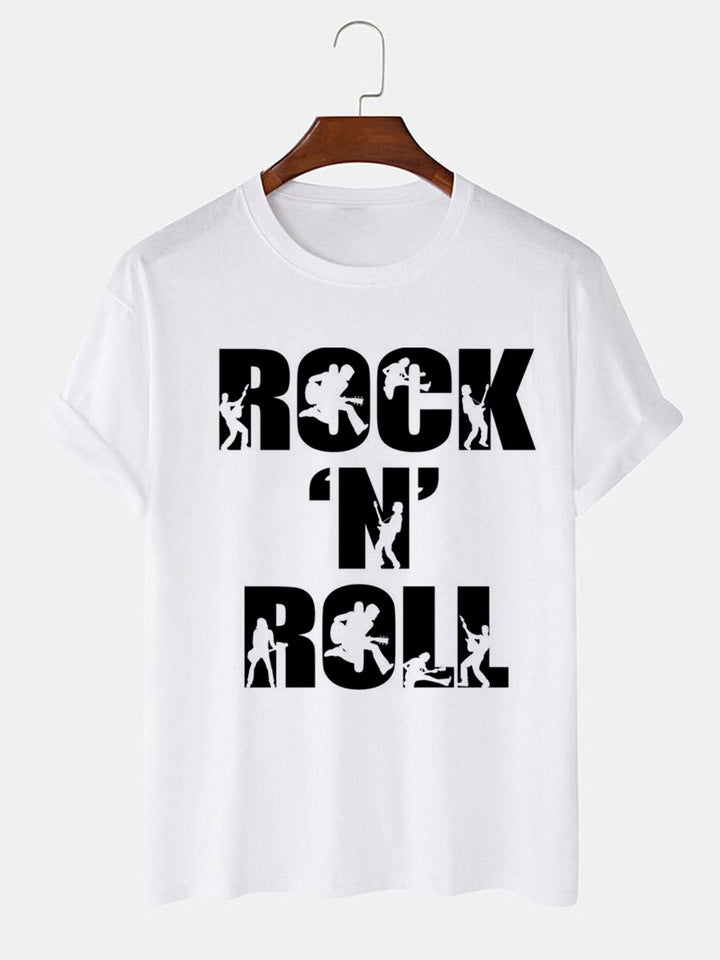 Alohadaddy Rock Letters Printed Casual Short Sleeve T-Shirts