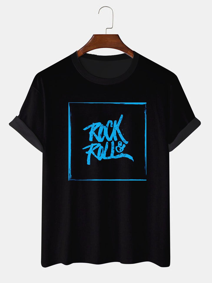 Alohadaddy Rock Letters Printed Casual Short Sleeve T-Shirts