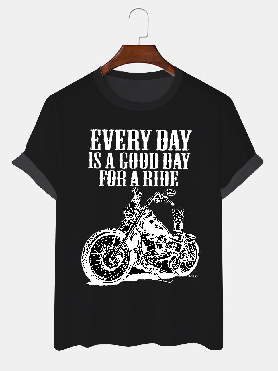 Alohadaddy Motorcycle Letters Printed Casual Short Sleeve T-Shirts