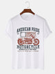 Alohadaddy Vintage Motorcycle American Flag Printed Casual Short Sleeve T-Shirts