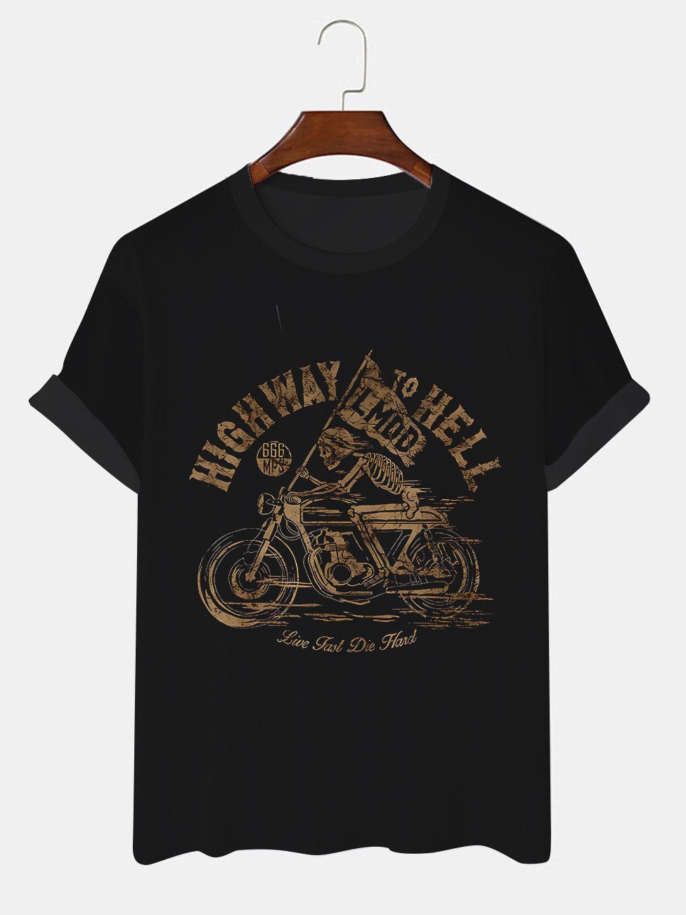 Alohadaddy Vintage Motorcycle Skull Printed Casual Short Sleeve T-Shirts