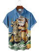 Alohadaddy Vintage Christmas Santa Claus Surfing Printed Casual Plus Size Shirts