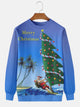 Alohadaddy Christmas Santa Claus Printed Casual Long Sleeve Crew Neck Sweatshirt