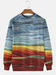 Alohadaddy Landscape Painting Printed Casual Long Sleeve Crew Neck Sweatshirt