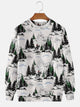 Alohadaddy Pine Tree Pattern Casual Long Sleeve Crew Neck Sweatshirt