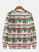 Alohadaddy Christmas Snowman Animal Pattern Casual Long Sleeve Crew Neck Sweatshirt