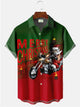Alohadaddy Christmas Santa Claus Motorcycle Ombre Illustration Casual Plus Size Shirts