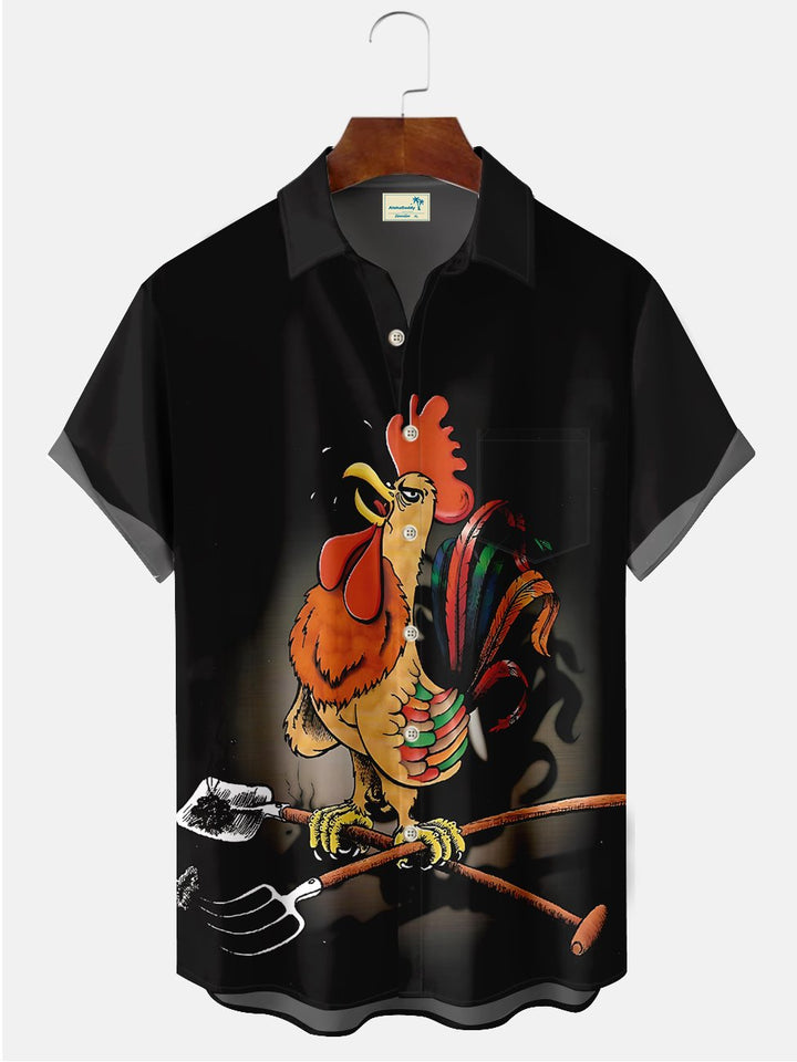 Alohadaddy Animal Cock Printed Casual Plus Size Shirts
