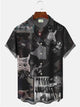 Alohadaddy Rock Music Instrument Printed Casual Plus Size Shirts