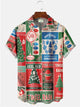 Alohadaddy Vintage Christmas Illustration Printed Casual Plus Size Shirts