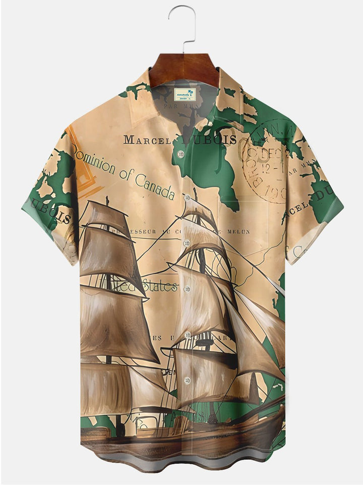Alohadaddy Vintage Navigation Printed Casual Plus Size Shirts